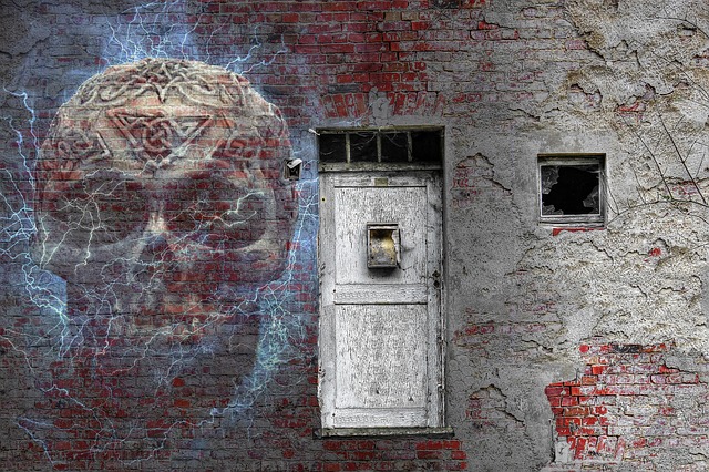 https://pixabay.com/photos/haunted-house-skull-brick-wall-2798409/